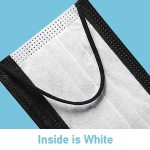Assacalynn Disposable Face Masks 4 Layers, 2022 Upgraded 50PCS Black Mask with White Inside, Breathable Face Mask with Comfortable Flat Elastic Ear Bands 1 Count (Pack of 50) Black - black mask inside is white