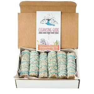 Blue Sage 6 Pack (4-Inch) - Smudge Kit Replenishment/Refill Smudging Kit Refill | Sustainably Grown Sage Bundles | Sage Smudge Sticks - BLUE RIVER SAGE WHITE SAGE BLUE STRING