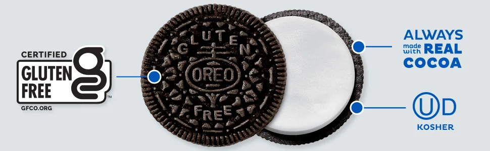 Oreo Double Stuf Gluten Free Sandwich Cookies Chocolate, 14.03 Ounce (Pack of 12) - image