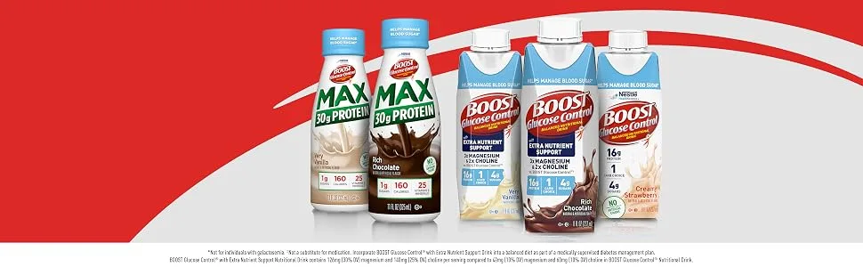 BOOST Glucose Control Max 30g Protein Nutritional Drink, Rich Chocolate, 11 Fl Oz (Pack of 12) - BOOST Glucose Control Nutritional Drinks