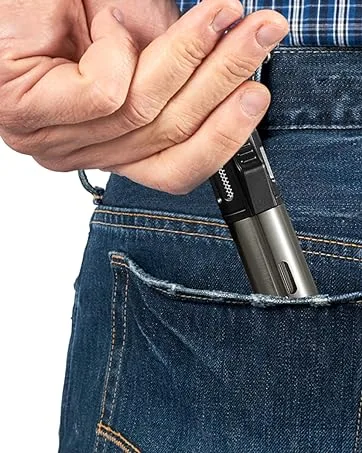 Urgrette 4 Pack Butane Torch Lighters, 6-inch Refillable Pen Lighter Adjustable Jet Flame Butane Lighter for Grill BBQ Camping (Gas Not Included) - pocket torch lighter