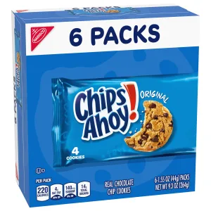 CHIPS AHOY! Original Chocolate Chip Cookies, 24 Total Snack Packs, 4 Boxes (4 Cookies Per Pack) 24 Snack Packs - image