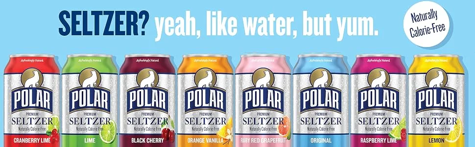 Polar Seltzer Water Black Cherry, 12 fl oz cans, 24 pack - Polar Sparkling Seltzer Water