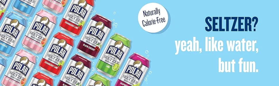 Polar Seltzer Water Black Cherry, 12 fl oz cans, 24 pack - Polar Sparkling Seltzer Water
