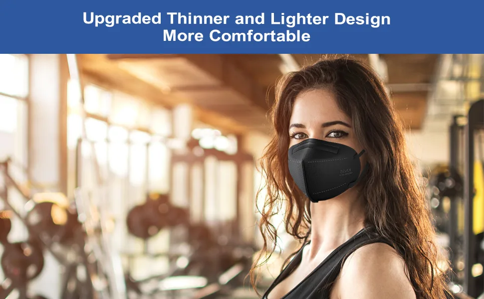TOPMAX KN95 Face Masks 50 Pack 5-Ply Breathable Filter Efficiency95% Protective Cup Dust Disposable Masks Against PM2.5 Black Adult 50-pack Black - Upgraded Thinner and Lighter Design