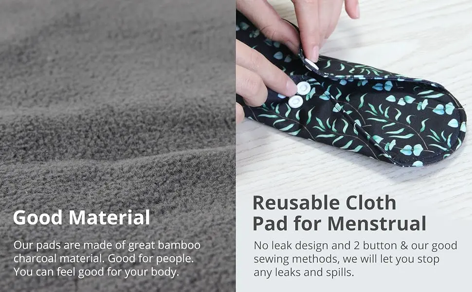 7pcs Set 1 pc Mini Wet Bag +6pcs Absorbent Reusable Sanitary Pads/Washable Bamboo Cloth Menstrual Pads(Winter,M) Winter Medium (Pack of 7) - bamboo sanitary pads