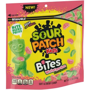 SOUR PATCH KIDS Bites Original and Watermelon Soft & Chewy Candy Variety Pack, 12 Ounce (Pack of 3) - image