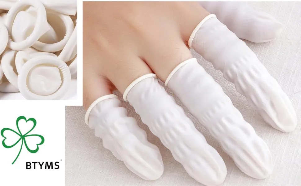 400 Count Latex Finger Cots Small Fingertip Gloves Disposable Finger Rubber Tips Protector Anti-Static Small (Pack of 400) - product information 1