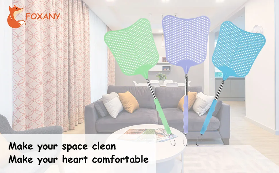 Foxany Extendable Fly Swatters, Strong Flexible Plastic Fly Swatter Heavy Duty Set, Telescopic Flyswatter with Stainless Steel Handle for Classroom Office Home (3 Pack) Multi-3Pack - foxany telescopic fly swatters durable extendable manual flyswatter stainless steel handle