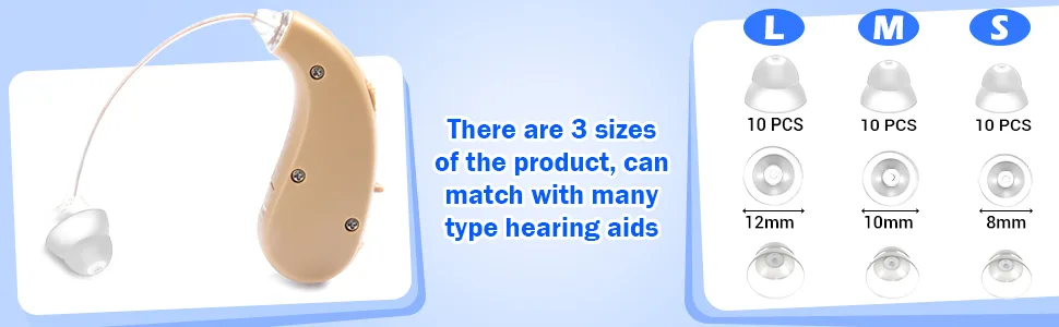 30 Packs Dome Hearing Aid Silicone Hearing Aid Domes Hearing Aid Power Domes Medium Power Domes Small Close Domes Ear Tips Hearing Direct Domes Large Power Dome for Hearing Resound Accessories (White) - product information 2