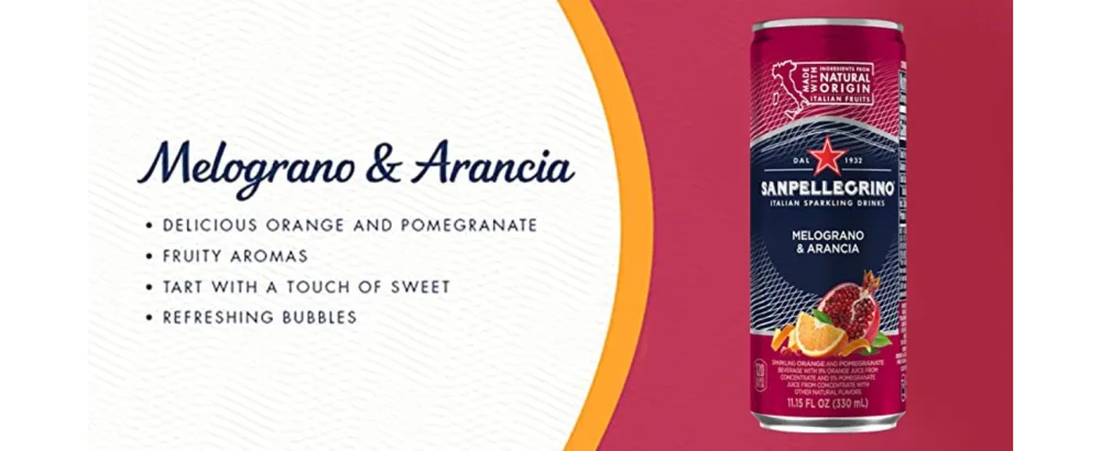 Sanpellegrino Italian Sparkling Drink Pompelmo, Sparkling Grapefruit Beverage, 24 Pack of 11.15 Fl Oz Cans - Melograno Arancia