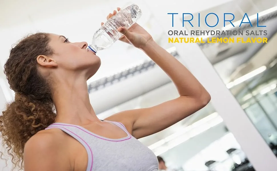 TRIORAL Lemon Rehydration Powder - WHO Hydration Supplement Electrolyte Salts Formula - Combat Dehydration from Workouts, Food Poisoning, Fluid Loss and More - 25 Drink Mix Packets - trioral