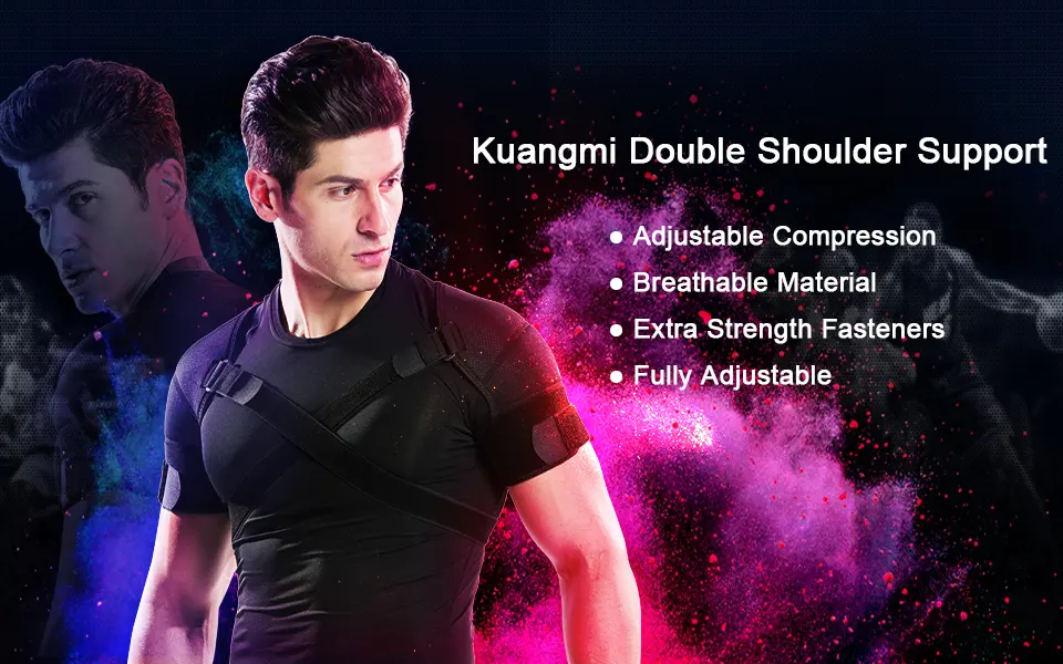 Kuangmi Double Shoulder Support Brace Strap Wrap Neoprene Protector,XXL - product information 1
