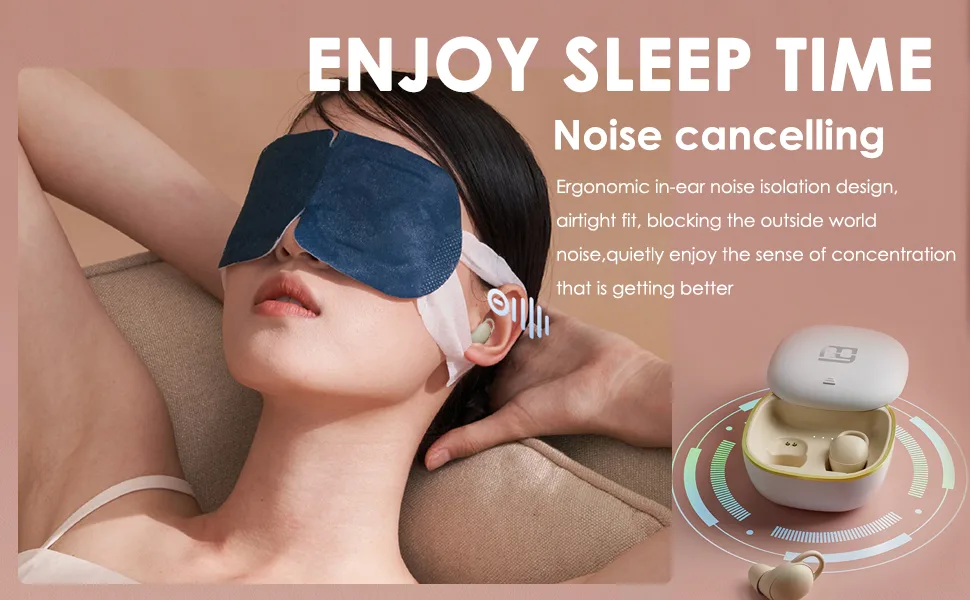 Invisible Sleep Earbuds Smallest Lightest Tiny Noise Cancelling Ear buds for Sleeping Quiet-Comfort Mini Sleepbuds Wireless Bluetooth 5.2 Hidden Headphones for Side Sleepers / Work Small Earplugs - Noise cancelling earbuds - enjoy sleep time