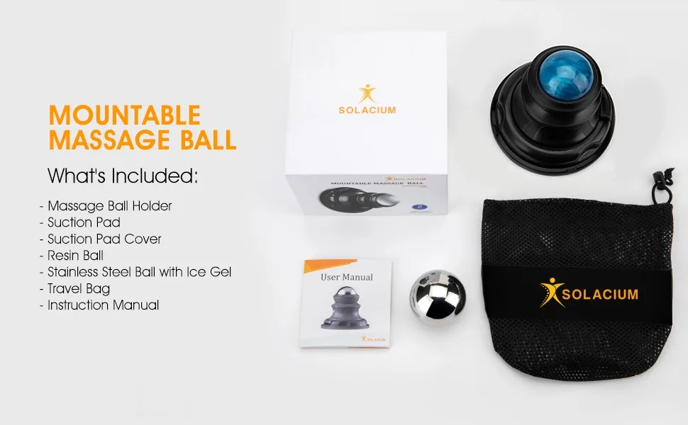 Mountable Massage Roller Ball for Pain Relief, Suction Cup Back Massager, Self-myofascial Release and Trigger Point Massage Tool to Relieve Muscle Knots - What