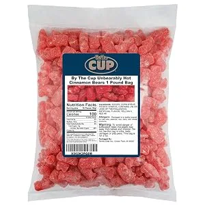 By The Cup Unbearably HOT Cinnamon Gummy Bears Bulk Candy, 1 Pound Bag - product