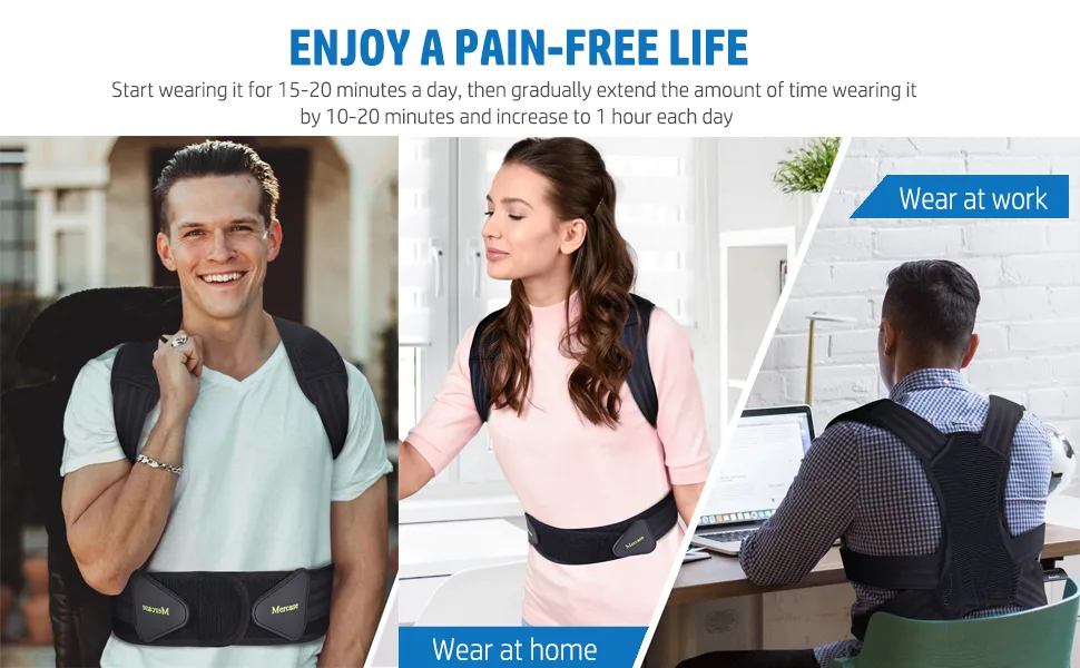 Mercase Posture Corrector for Men and Women, Back Brace for Posture, Adjustable and Comfortable, Pain Relief for Back,Shoulders,Neck, Extra Large (39-50 inches) - posture corrector