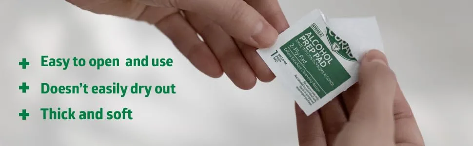 CURAD Alcohol Prep Pads (Pack of 4 Boxes) | 400 Pieces of Medium Isopropyl Alcohol Wipes Individually Wrapped | First Aid Alcohol Swabs for Cuts & Scrapes | Medical Alcohol Pads for General Cleansing 400 Count Prep Pads - CURAD Prep Pads