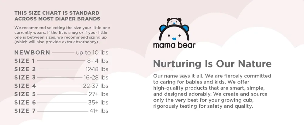 Amazon Brand - Mama Bear Plush Protection Size 3 Diapers, Ultra-soft, Hypoallergenic, Dermatologist Tested, For Babies Weighing 16 to 28 Pounds, Assorted Print, 40 Count Size 3 (40 Count) - size chart for mama bear baby diapers nurturing is our nature high quality baby and kid products