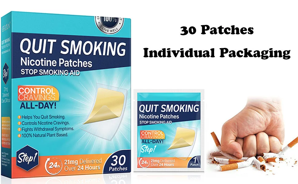 Stop Aid,Helping Quit Patch,Stop Patches,Step 1,30 Patches,21mg Delivered Over 24 Hours - 21 mg Step 1 Quit Patches Stop Patch Aid Easy and Effective Anti-Stickers