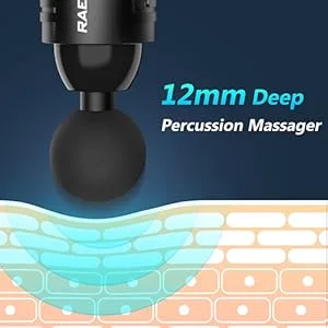 RAEMAO Massage Gun Deep Tissue, Electric Muscle Massager Percussion Massage Gun for Athletes, Handheld Deep Tissue Massager,Black - massage gun