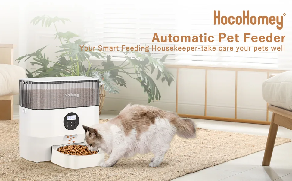 5L Automatic Cat Feeder, Auto Pet Feeder for Cats Dogs, Dry Food Dispenser, Smart Timed Feeder, Programmable Portion Control, 4 Meals per Day, 10s Voice Recorder for Small & Medium Pets - automatic pet feeder