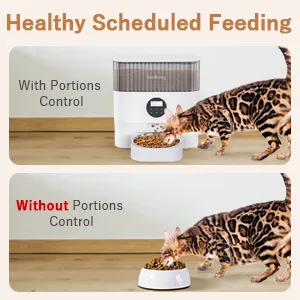 5L Automatic Cat Feeder, Auto Pet Feeder for Cats Dogs, Dry Food Dispenser, Smart Timed Feeder, Programmable Portion Control, 4 Meals per Day, 10s Voice Recorder for Small & Medium Pets - dog automatic feeders