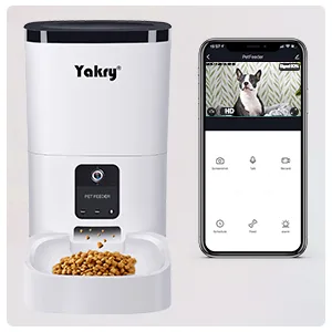 Automatic Cat Feeders 6L Smart Dog Feeder,Timer Voice and Video Recording HD 1080P Camera Night Vision WiFi Enabled App for iPhone and Android Yakry C2 - automatic pet feeder wifi