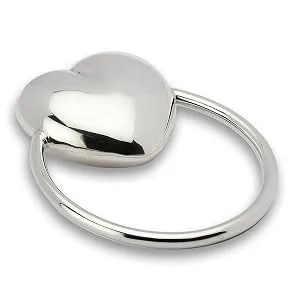 Krysaliis Sterling Silver Baby Teether Rattle, Heart - Sterling Silver Heart Baby Teether Rattle by Krysaliis