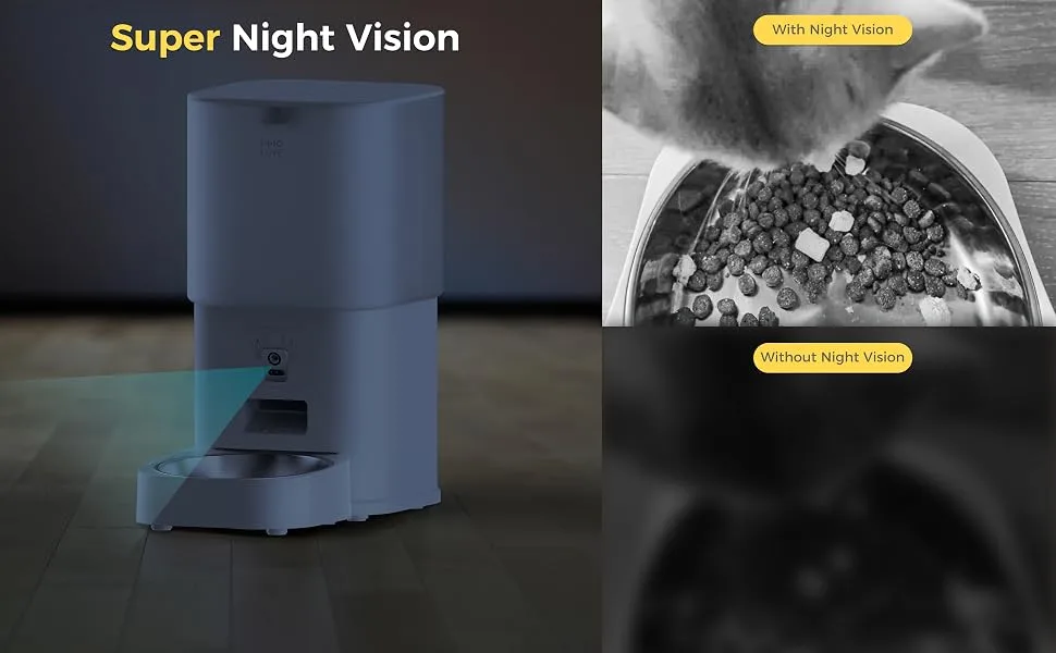 ABRCT Automatic Cat Feeder with Camera,6L Large Capacity Smart Feeder for Cat & Small Dog,Visible Food Bowl,App Remote Control,Customize Feeding Plan WiFi Plus - Automatic Cat Feeder with Camera