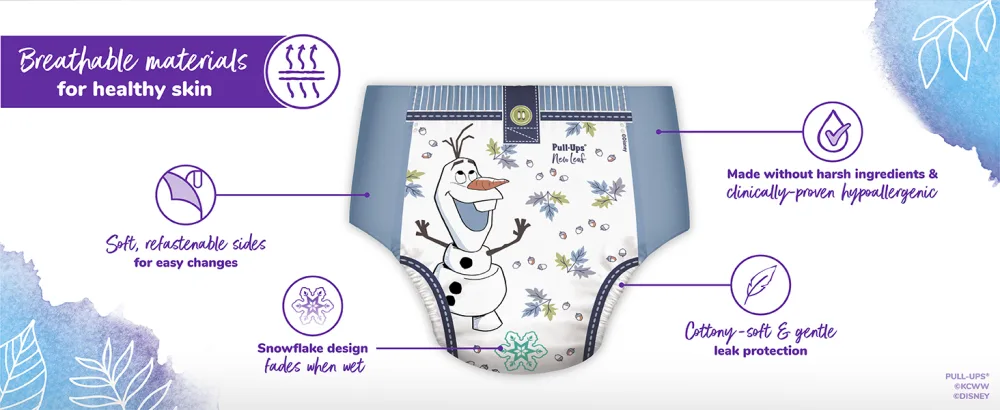 Pull-Ups New Leaf Boys' Disney Frozen Potty Training Pants Training Underwear, 3T-4T, 112 Ct 3T-4T (Pack of 112) - breathable materials