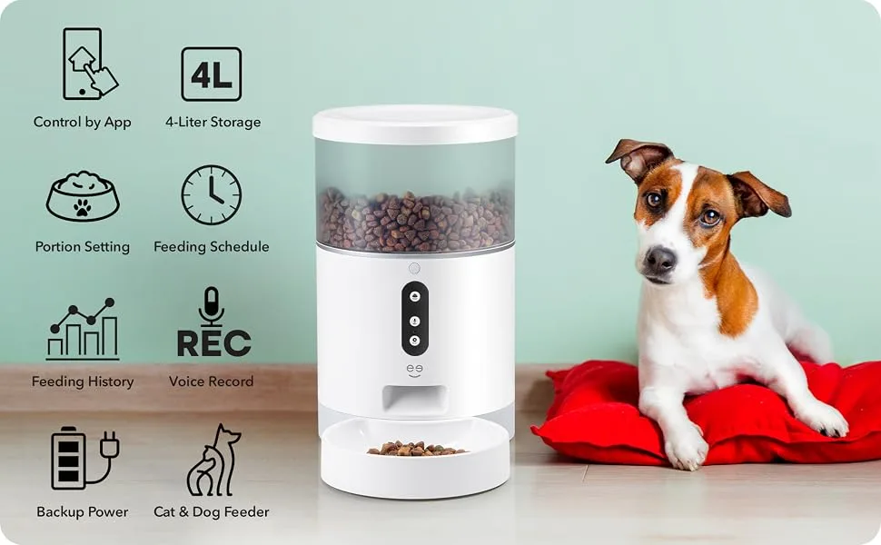 Geeni Smart Feeder, 4 Liter Automatic Pet Dog and Cat Feeder, Wi-Fi Control Compatible with Alexa and Google Home - GN-WP002 2nd banner
