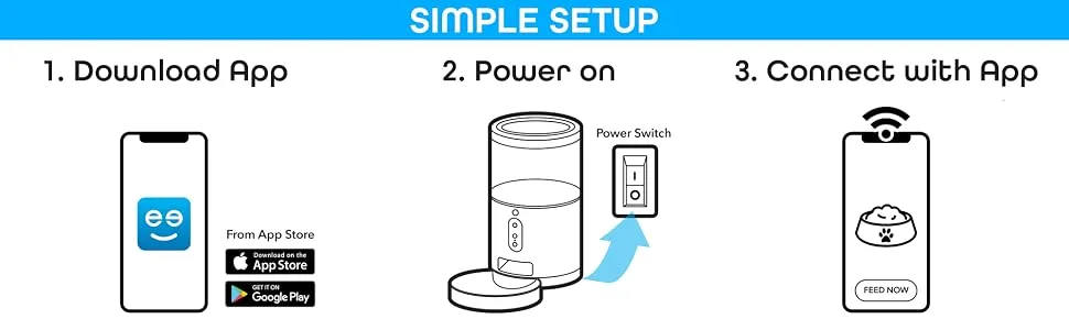 Geeni Smart Feeder, 4 Liter Automatic Pet Dog and Cat Feeder, Wi-Fi Control Compatible with Alexa and Google Home - GN-WP002 simple setup