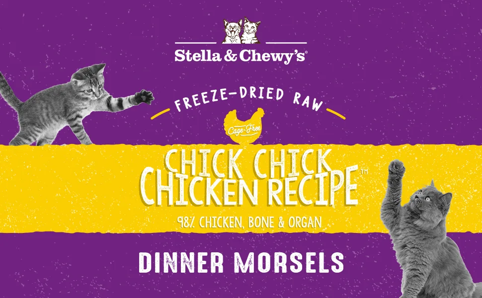 Stella & Chewy's Freeze-Dried Raw Cat Dinner Morsels (Packaging May Vary) Chicken 1.12 Pound (Pack of 1) - Dinner Morsels - Chick-Chick Chicken