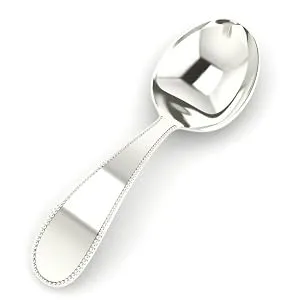 Krysaliis Sterling Silver Beaded Feeding Baby Spoon - Premium Quality Food Grade Standard .925 Solid Sterling Silver Spoon - Engravable Gift For Baby with a Beautiful Gift Box - Sterling Silver Beaded Feeding Spoon by Krysaliis