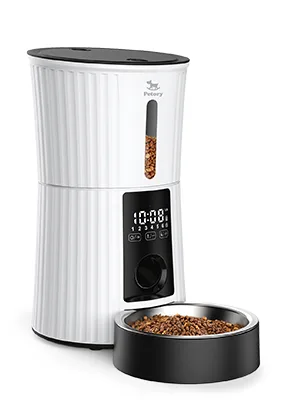 Petory Timed Automatic Cat Feeders - 4L Programable Dry Food Dispenser for Cats and Small Medium Dogs 6 Meals with Desiccant Bag Dual Power Supply 10S Voice Recorder White Regular Version - product information 2