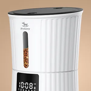 Petory Timed Automatic Cat Feeders - 4L Programable Dry Food Dispenser for Cats and Small Medium Dogs 6 Meals with Desiccant Bag Dual Power Supply 10S Voice Recorder White Regular Version - product information 4