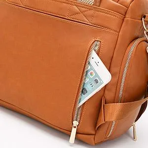 Beaulyn Leather Diaper Bag Backpack, 5-in-1 Travel Back Pack Tote with Changing Pad Large Capacity Brown - baby bag