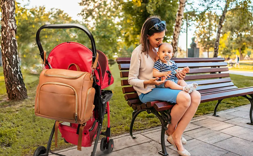 Beaulyn Leather Diaper Bag Backpack, 5-in-1 Travel Back Pack Tote with Changing Pad Large Capacity Brown - product information 8