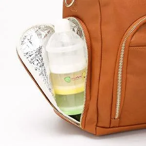 Beaulyn Leather Diaper Bag Backpack, 5-in-1 Travel Back Pack Tote with Changing Pad Large Capacity Brown - stylish diaper bag