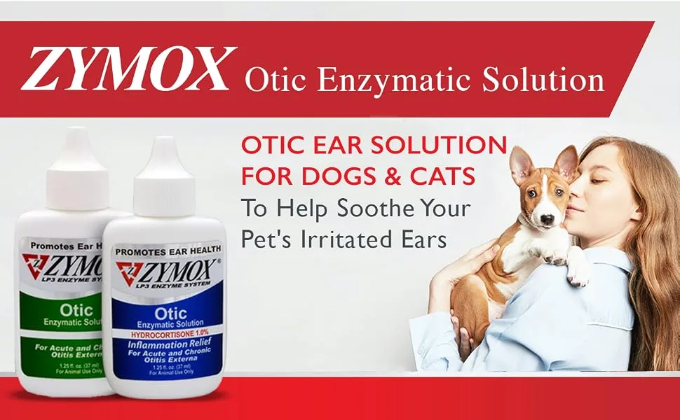 Pet King Brands Zymox Otic Enzymatic Solution for Dogs and Cats to Soothe Ear Infections Without Hydrocortisone for Itch Relief, 8oz - ZYMOX Otic Ear Solution for Dogs and Cats to Help Soothe Your Pet