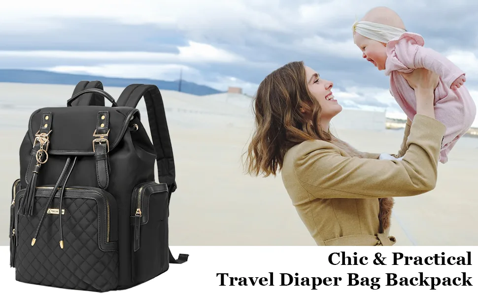 Diaper Bag Backpack,TERZINI BEAR Diaper Bags for Baby Boy Girl with USB Charging Port,Changing mat,Stroller Hooks (Black) - chic diaper bag backpack