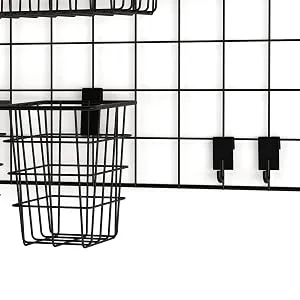 Wall35 Pluto Pet Supplies Organizer Wall Mount Wire Basket Hooks for Hanging Dog Leash Cat Collars Metal Black - metal basket black color wall storage basket