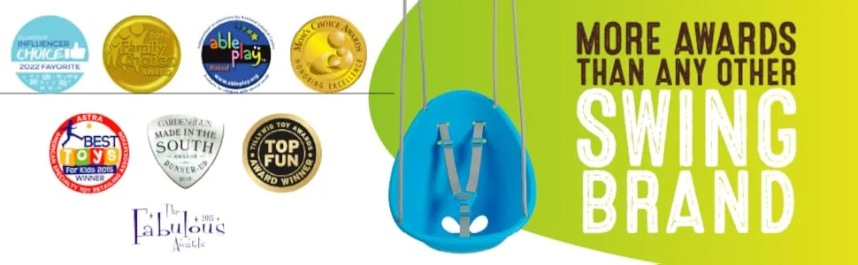 Swurfer Coconut - Your Child's First Swing with Blister Free Rope and 3-Point Safety Harness, Ages 9 Months and Up White - Coconut