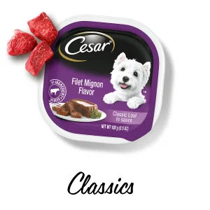 Cesar 36 count & 60 count Variety Pack Soft Wet Dog Food Variety: Classics & Home Delights 3.5 Ounce - 36 Count (1-Pack) - Cesar Classics, Filet Mignon Flavor, Easy Peel Dog Food Tray, Wet Dog Food, Soft Food