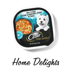 Cesar 36 count & 60 count Variety Pack Soft Wet Dog Food Variety: Classics & Home Delights 3.5 Ounce - 36 Count (1-Pack) - Cesar Home Delights, Slow Cooked Chicken Flavor, Chicken Dog Food, Chicken Food for Dogs