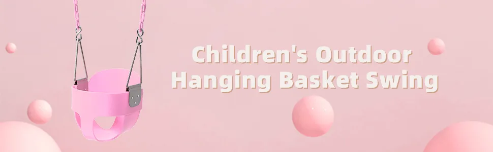 Take Me Away Pink Swing Seat - Heavy Duty Chain Plastic Coated - Playground Swing Set Accessories Replacement - toddler swing