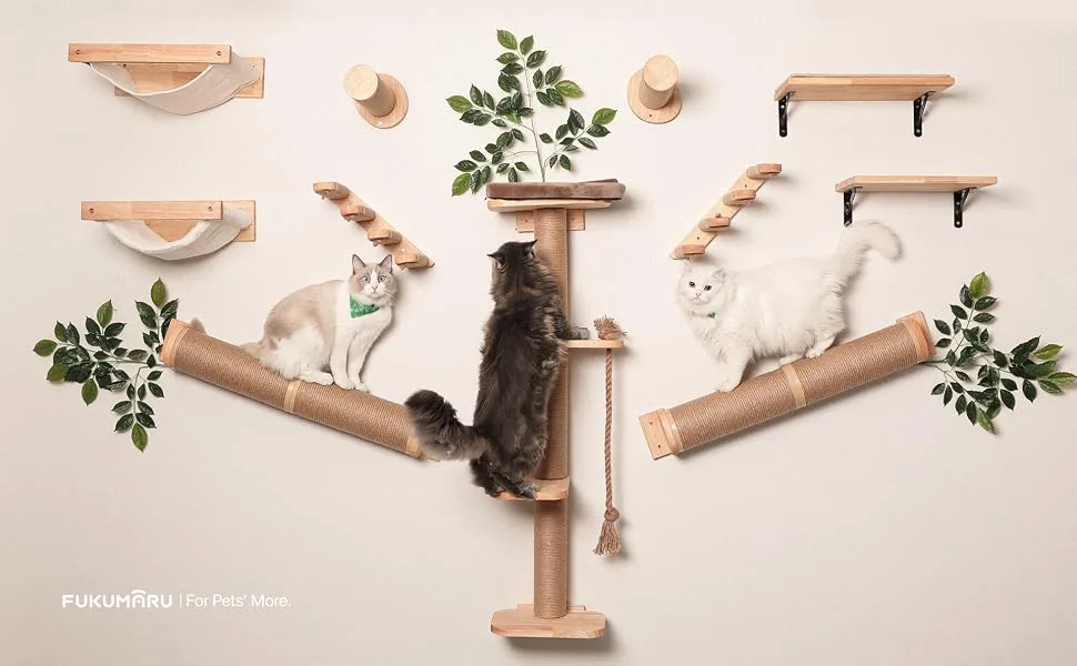 FUKUMARU Cat Scratching Post Wall Mounted, 36 Inch Tall Cat Scratch Post for Large Cats, Rubber Wood Cat Scratcher Posts for Kittens Cat Scratching Post #77 - product information 7