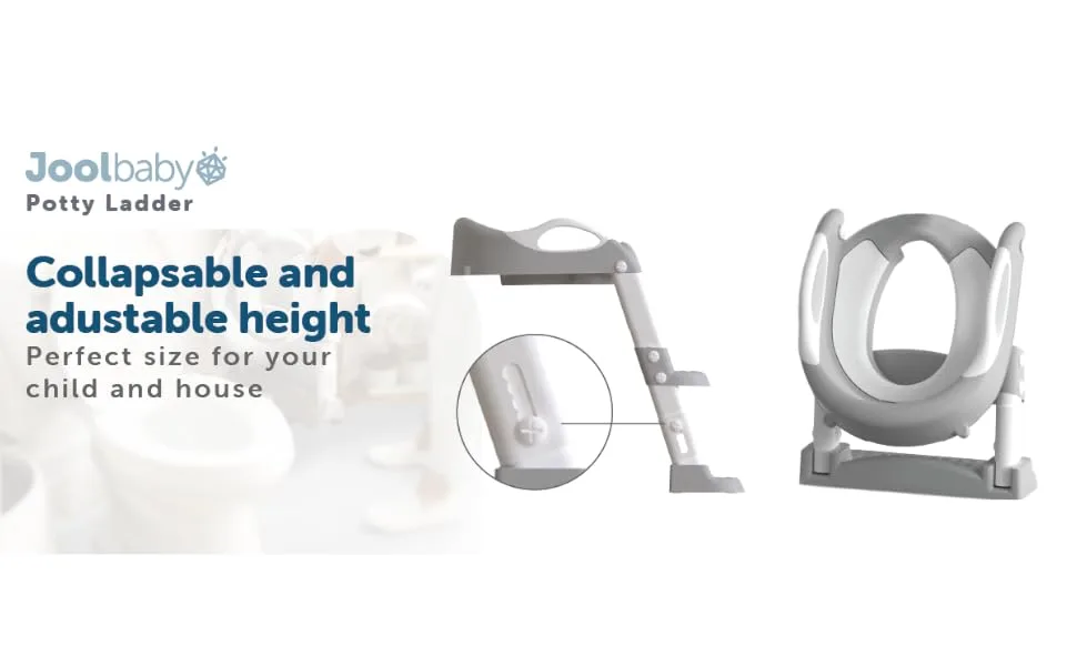 Potty Training Ladder - Soft Cushioned Seat, Adjustable Height, Collapsible, Non-Slip with Splash Guard - Ready Step Go! - Jool Baby - Banner