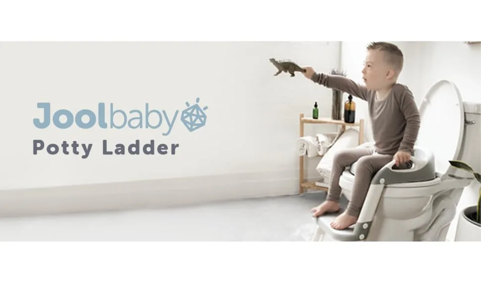 Potty Training Ladder - Soft Cushioned Seat, Adjustable Height, Collapsible, Non-Slip with Splash Guard - Ready Step Go! - Jool Baby - Banner Potty Ladder